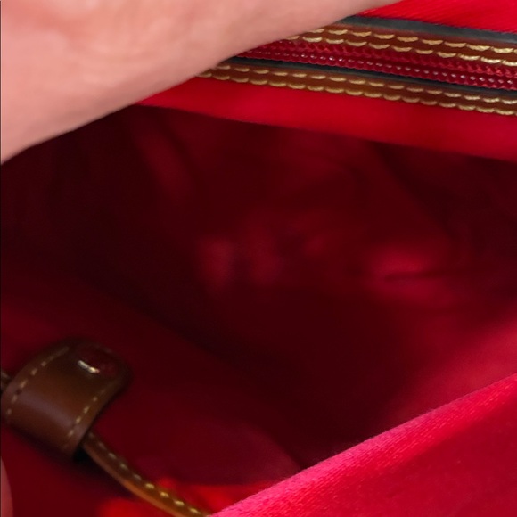 Dooney & Bourke Navy Backpack with Tan Leather Trim - Women's Everyday Backpack - Picture 6 of 9